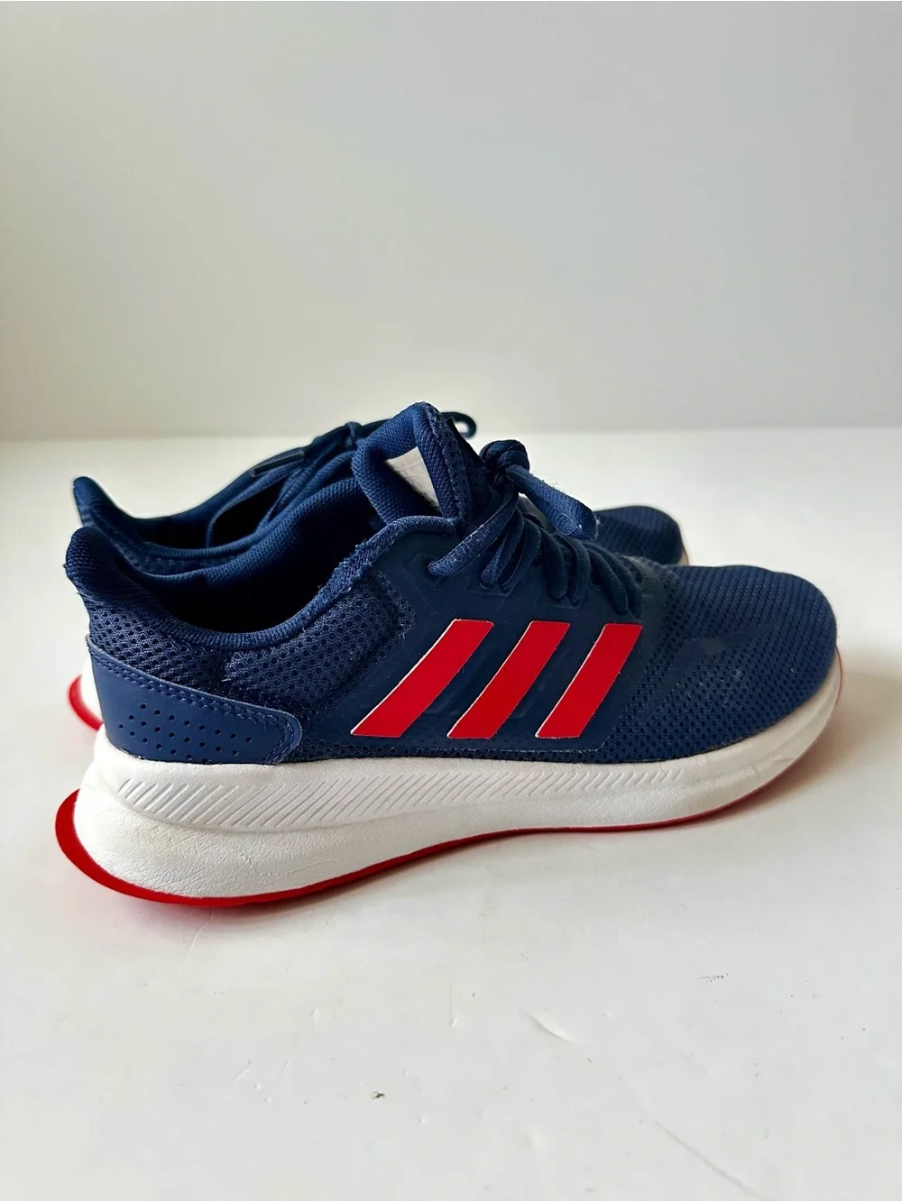 Adidas Runfalcon Boys Running Shoes Size 6 Navy Blue Red Athletic Sneakers